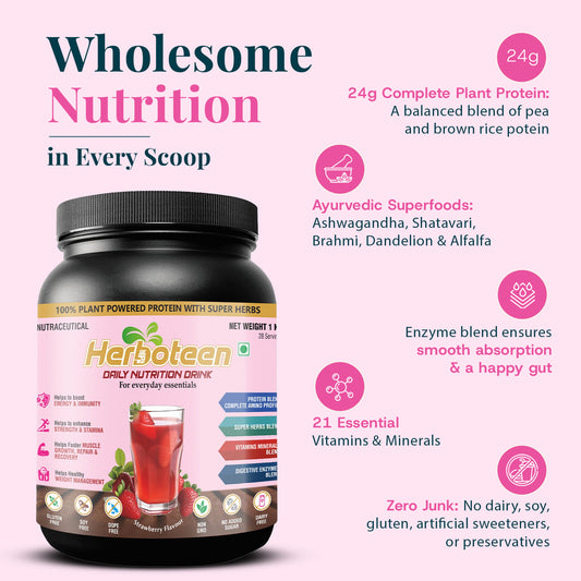 Herboteen Plant Powered Daily Nutrition Drink - Strawberry
