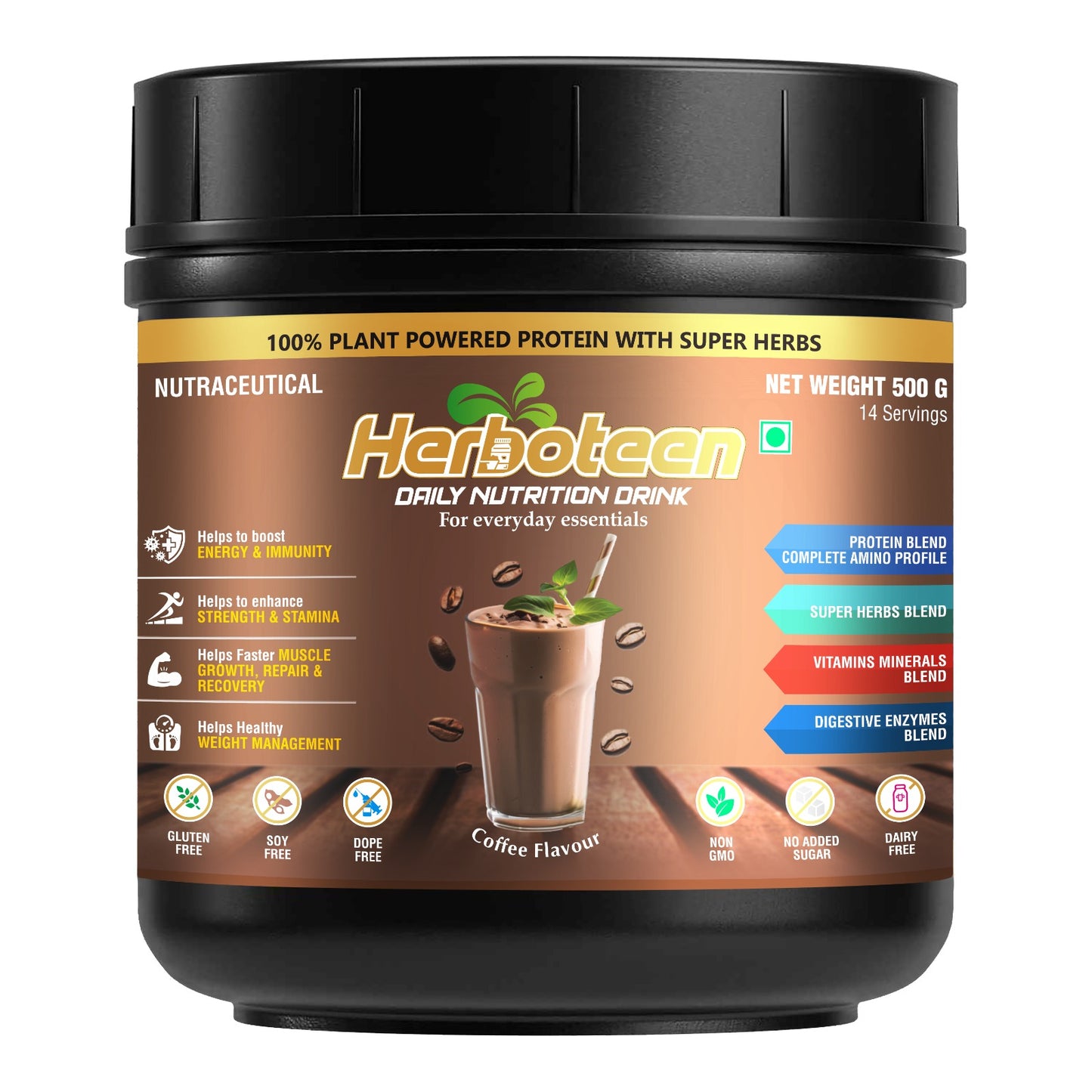 Herboteen Plant Powered Daily Nutrition Drink - Coffee
