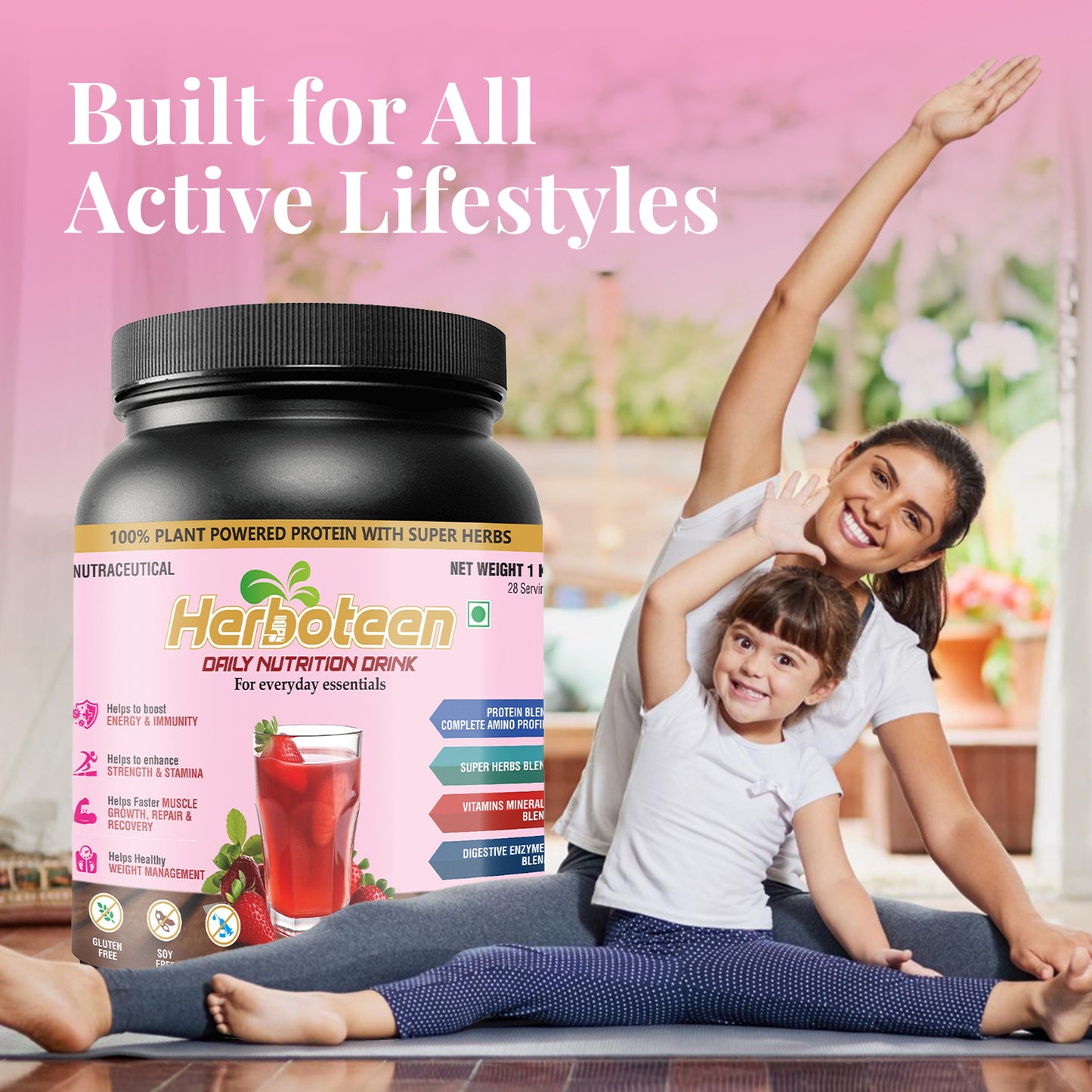 Herboteen Plant Powered Daily Nutrition Drink - Strawberry